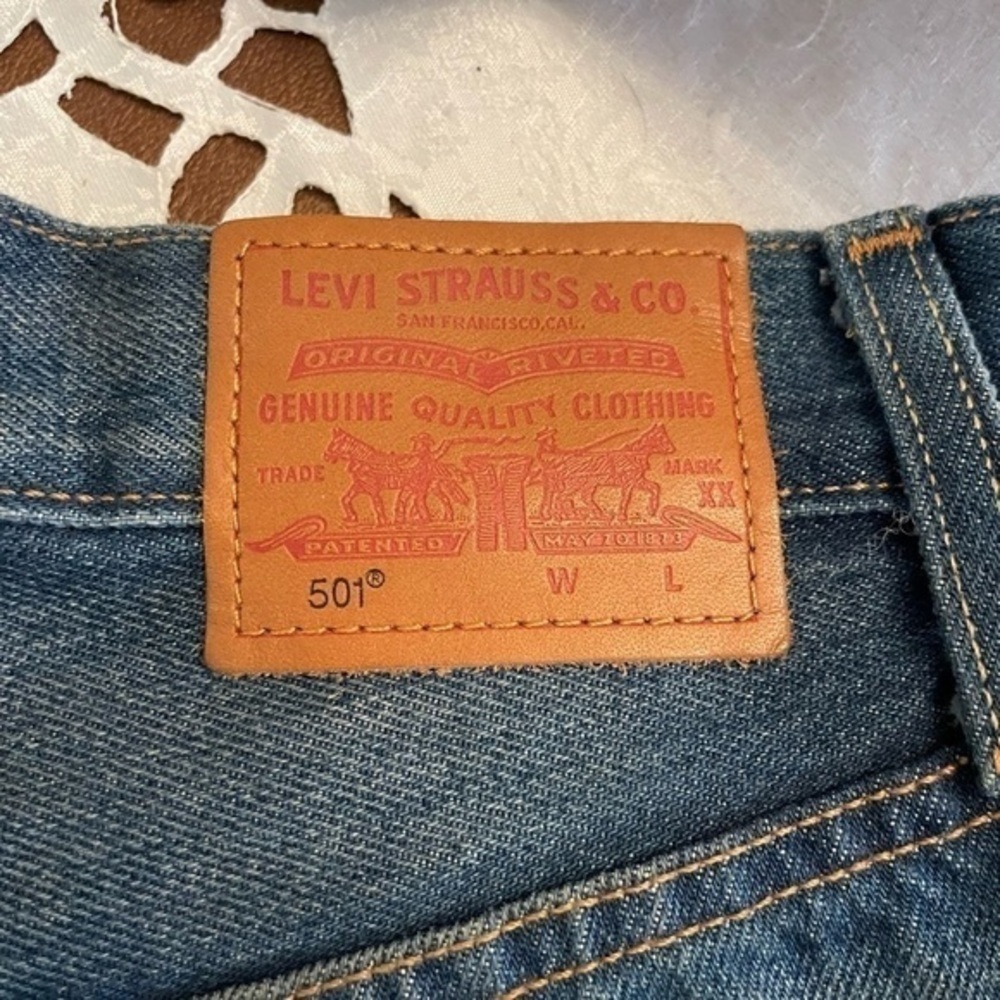 Levi’s 501 Highrise Blue Denim Shorts Cotton Size 23 - Picture 11 of 13